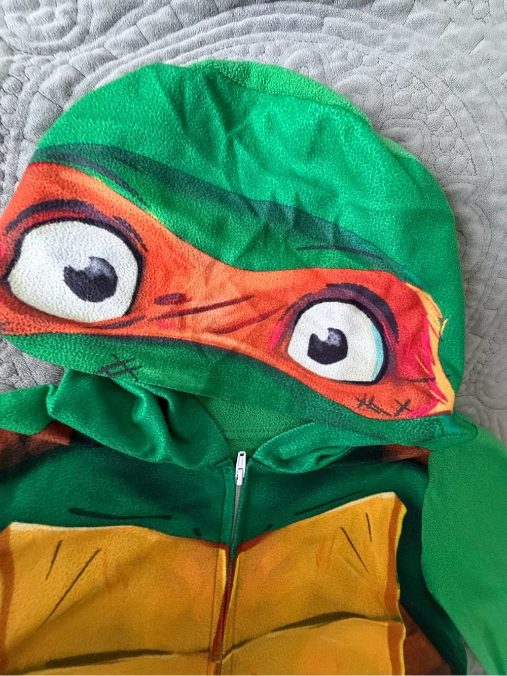 TMNT Mutant Mayhem Michelangelo Hooded Fleece Pajamas Boys Size 10/12 Costume